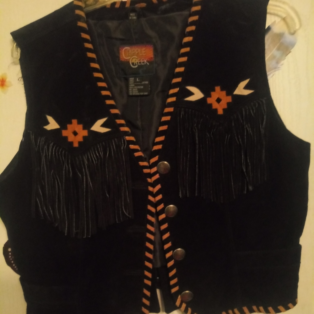 Real leather fringe vest